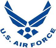 Air Force symbol, curved text, blue